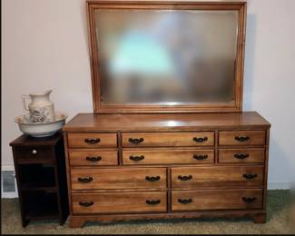 Wooden Mirror & Wooden Bureau