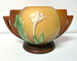 Roseville Thornapple Brown 1937 Vintage Art Deco Pottery Ceramic Bowl Vase

