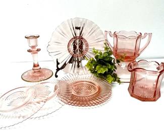 Vintage Pink Glassware Set
