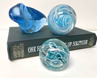 Trio of Signed Art Glass Paperweights
