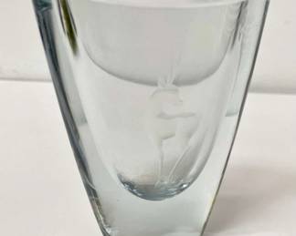 Strombergshyttan Swedish Etched Art Glass Vase
