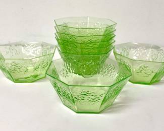8 Antique Uranium Glass Bowls
