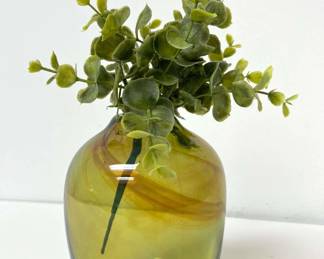 Signed Blown Glass Flower Vase
