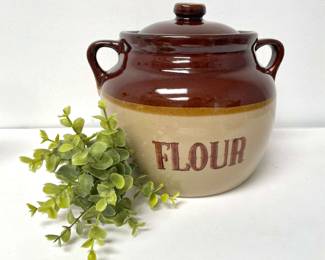 Vintage Glazed Flour Crock
