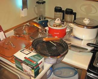 Copper Chef Induction Cooktop, Pans, Crockpot, Vintage Blender, Mini Chopper