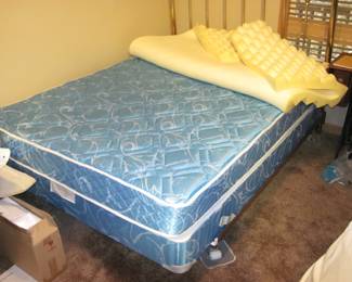 Brass Queen Headboard and Frame with Mattress Set 