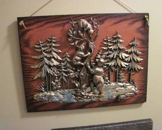 Metal and Wood Bears Wall Art