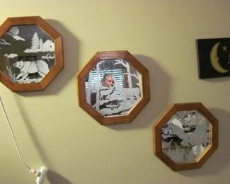 Trio of Etched Mirrors Wall Art
