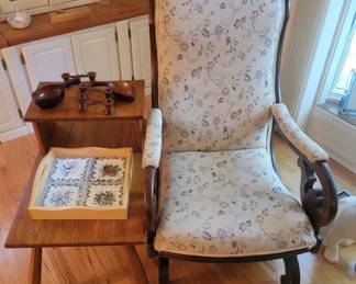 Antique Rocking Chair and Side Table