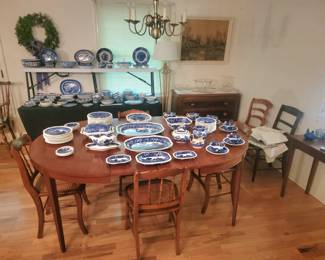 Vintage Solid Wood Dining Table & Chairs