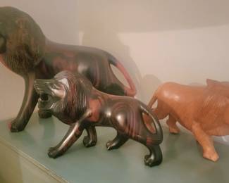 Carved Wooded Lions