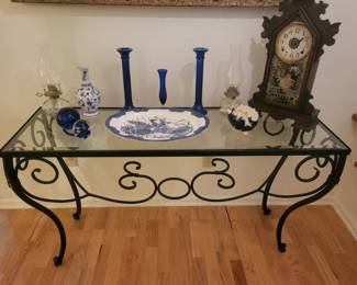 Iron & Glass Entry Table , 