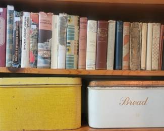 Vintage Bread Boxes and Cookbooks