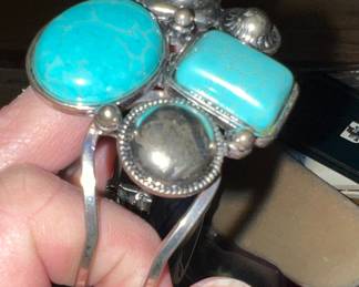 Turquoise - ish silverplate bracelet