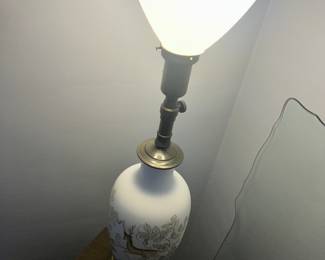 Tall hand painted frosted glass Torchier  lamp 