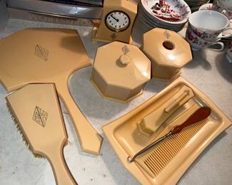 Vintage Tuskaloid Bakelite / celluloid  Vanity set
