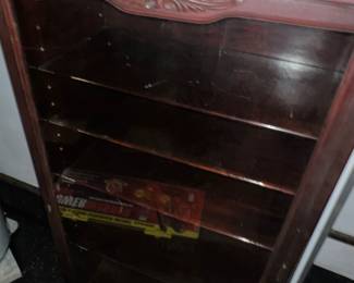 Old Bookcase with glass front and carved wood