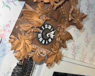 Black Forest Cuckoo clock with weights and lovely carvings