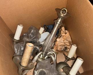 Chandelier in box with parts