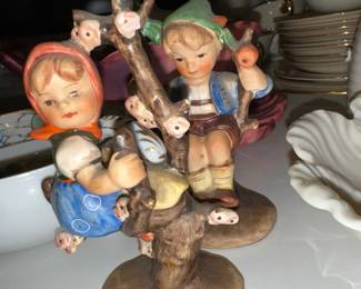 Hummel-ish Apple tree Boy and Girl (one marked Goebel, other not)