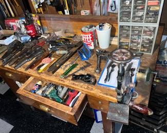 Wooden Workbench old and serviceable