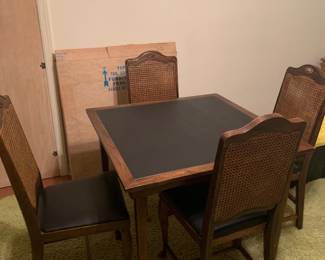 Vintage card table  with cane back chairs 