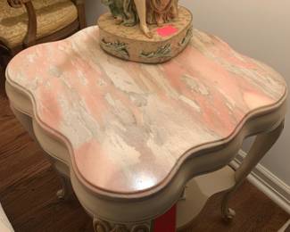 Marble French provincial end tables (2)