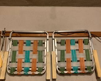 Vintage wooden beach chairs 