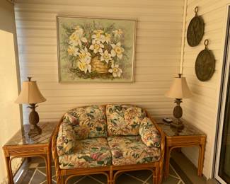 Benchcraft Rattan Loveseat and End Tables