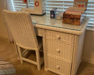 wicker desk and chair