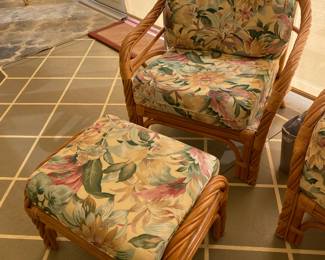 Rattan Chair and Ottoman