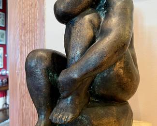 Felipe Castañeda (Mexican, b. 1933), “Seated Woman,” patinated bronze sculpture, 1974, signed and numbered
