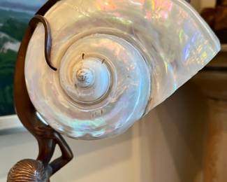 Gustave Gurschner Art Noveau bronze and nautilus shell lamp, early 20th c.
