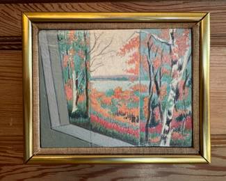 John Clemmer “From the Country House III,” mixed media on Masonite, 1984, signed
