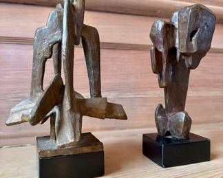 Lin Emery (New Orleans, 1926-2021)
Two small early bronze sculptures – “Abstract Form,” c. 1965, and “Monolith,” c. 1965, the latter titled on label on base
