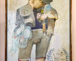 Jose Maria Cundin “El Marques de Bradomin,” oil on panel, 1966, signed, titled and inscribed lower right, Orleans Gallery label en verso
