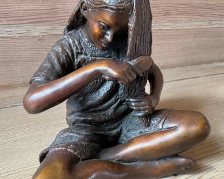 Desmond Fountain (English, b. 1946)
“Seated Girl Combing Her Hair,” patinated bronze, signed and numbered 7/9, Morris Singer, London Foundry stamp
