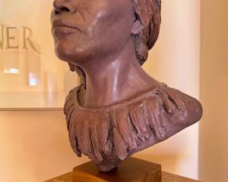Kim Bernadas (New Orleans), “Portrait Bust of a Woman,” painted terracotta, 1999, signed
