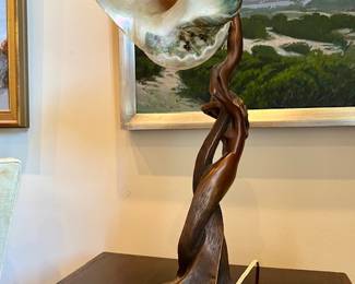 Gustave Gurschner Art Noveau bronze and nautilus shell lamp, early 20th c.
