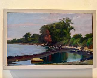Auseklis Ozols “Polymer Imprimatura (Mississippi River Landscape),” oil on canvas

