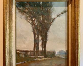 Paul LaPaglia (Nantucket), “Nantucket Treescape,” acrylic on canvas/Masonite, signed
