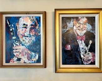 James Mouton (New Orleans, 1925-2011), “Pete Fountain,” and “Al Hirt,” oil on board, signed
