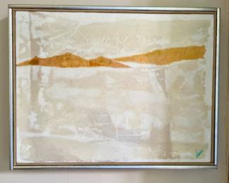 John Clemmer “Collage-Cordillera,” oil on masonite, signed 
