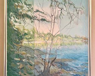 John Clemmer “Tree Against a Lake,” mixed media on canvas, 1996
