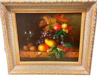 $500 USD     Riccardo Bianchi Still Life Painting on Canvas Signed & Framed ED41-4    Description: Riccardo Bianchi, known throughout Europe for his art created using the "Old Master Techniques", studied art in Florence and went on to teach painting and art restoration at universities in both Europe and the US.

Dimensions: 32 X 27 inches

Condition: This piece is in good pre owned condition. There may be minor superficial signs of wear to be expected with use and age. Please refer to photos for a more detailed look at condition. We make every attempt to list and photograph any defects or signs of wear that are significant to this sale.

Local Pick Up Bethesda, MD.  Contact us for shipper suggestions.     https://goodbyhello.com/products/bianchi-oil-still-life-painting?_pos=4&_sid=642d8f5ef&_ss=r