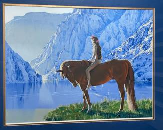 $300 USD     Signed Kathy Roeckl Gold Framed "DayBreak" 11/150 Lithograph CD67-40    Description: Gorgeous Landscape by artist Kathy Roeckl with Horse and rider in the forefront. Framed in a simple gold frame.

Condition: Very Good

Dimensions: 28 x 33

Local pick up Bethesda, MD.  Contact us for shipper suggestions.     https://goodbyhello.com/products/signed-kathy-roeckl-gold-framed-daybreak-11-150-lithograph-cd67-40?_pos=1&_sid=7a9e7b67c&_ss=r