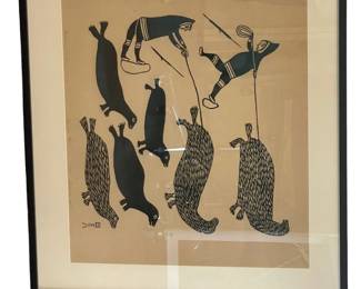 $900 USD      Inuit Artist Kiakshuk Stone Cut Print "Seal Hunt" Art JV189-18     The "Seal Hunt" stone cut print by Unuit artist Kiakshug (1886-1966).

Dimensions: 30 x 28"

Condition: Very good

Local pick up Chevy Chase, MD.  Contact us for shipper suggestions.     https://goodbyhello.com/products/inuit-artist-kiakshuk-stone-cut-print-seal-hunt-art-jv189-18?_pos=6&_sid=9570b496f&_ss=r