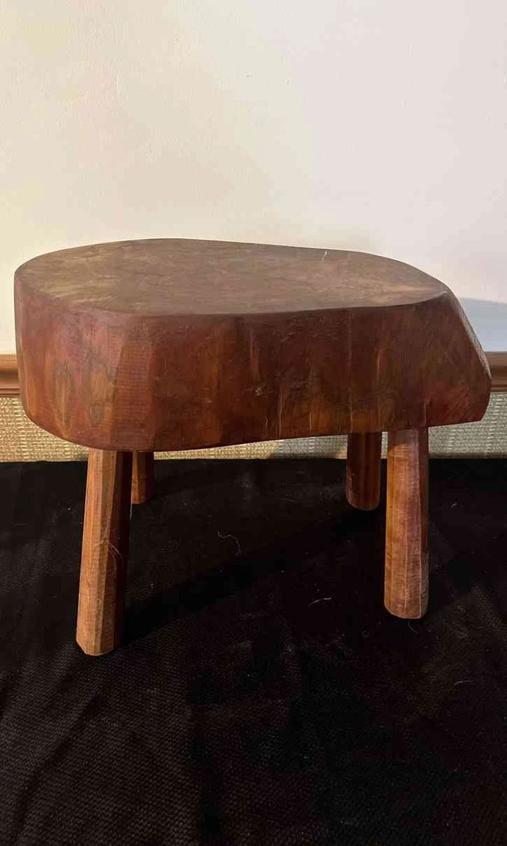 01 Antique Hand Carved Wooden Stool