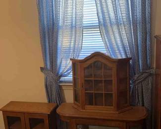 Trio Of Light Brown Wooden Storage display Cabinets 