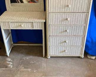 Wicker Chestofdrawers And Vanity 